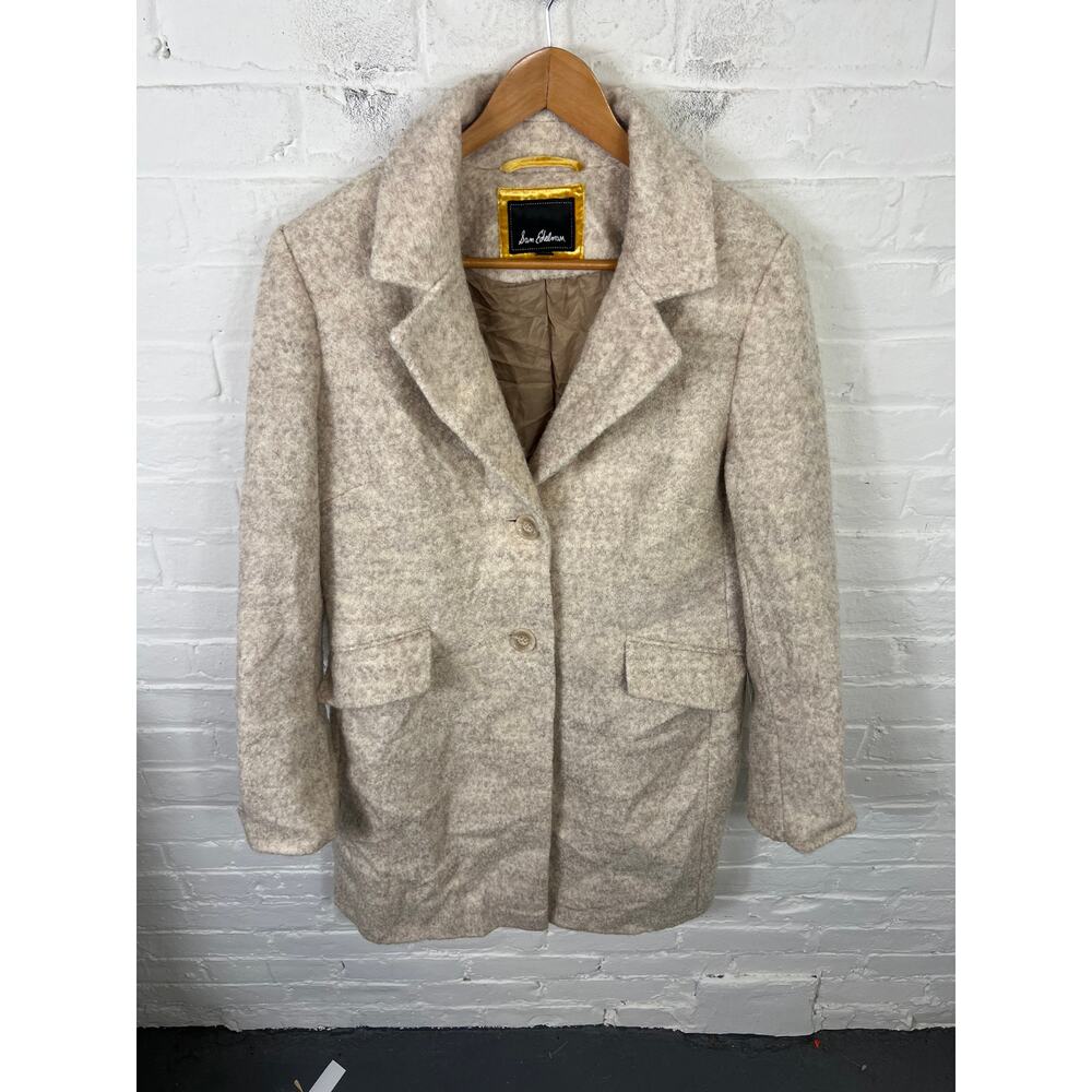 Sam Edelman Women's Wool Longline Coat Collared Long Sleeve Light Gray Size L
